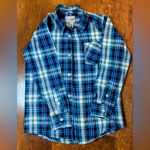 Children’s Place Boy S 5/6 Blue and White Plaid Button Down Shirt